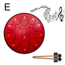 (E) 6 Inch 11 Tone Steel Tongue Drum Hand Pan Drum Drumstick Percussion Instrument