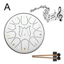 (A) 6 Inch 11 Tone Steel Tongue Drum Hand Pan Drum Drumstick Percussion Instrument