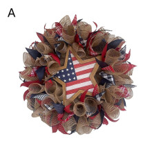 (A) Wreath for Front Door, 2024 Upgrade 4th of July Patriotic Wreath Holiday Deco