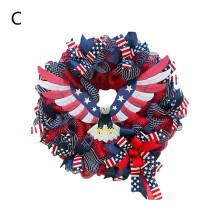 (C) Wreath for Front Door, 2024 Upgrade 4th of July Patriotic Wreath Holiday Deco