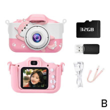 (Pink) Children Camera Toys Dual Front And Rear Cameras Selfie Video Camera Toys