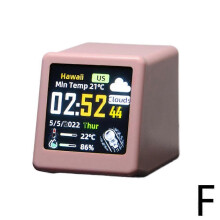 (Pink) Smart WiFi Weather Forecast Station Bed Clock for Desktop Decoration
