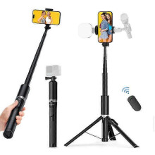 67" Cell Phone Selfie Stick Tripod,Smartphone Stand All-in-1 with Integrated Wireless Remote,Portable,Lightweight,Extendable for iPhone/Android(Black