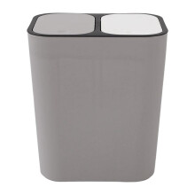 Poubelle Rectangle en Plastique Bouton-Poussoir Double Compartiment 12 Litres Recyclage Poubelle Poubelle-Gris