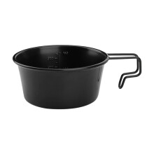 Picknickskål Non-Stick Campingkopp med Handtag, Porslin Utomhuskokkärl Matlagningsskål Svart 360ml