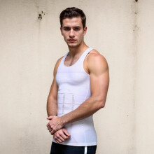 (Black, XL) Men's Shapewear Vest Body Shaper Tummy Control Slimming Tank Top Heavy Duty Compression Fitness Undershirt