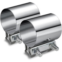2 Packs 3.0 Inch Butt Joint Band Clamp Coupler Sleeve Stainless Steel for 3" OD Pipe Connection