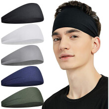 Sports Headbands for Men (5 Pack),Moisture Wicking Workout Headband, Sweatband Headbands for Running,Cycling,Football,Yoga,Hairband for Women and Me