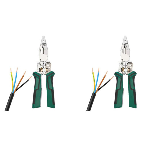 2X Wire Cutter Tool 10 in 1 Electrical Cable Stripper Plier Voltage Tester Scissors with Electricity Measurement