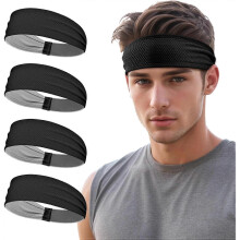 Sports Headbands for Men, Moisture Wicking Sweat Bands Headbands Non-Slip, Breathable Elastic Sweatband, Running Headband for Yoga, Tennis, Fitness