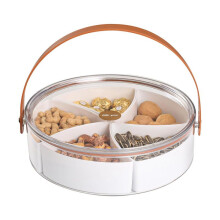 Vassoio da Portata Diviso con Coperchio e Manico - Contenitore per Salumi, Snack, Per Feste, Intrattenimenti, Picnic