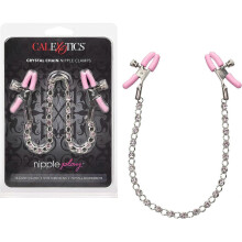 Nipple Play Crystal Chain Nipple Clamps with Adjustable Tension Pink  Pink