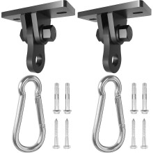Heavy Duty Swing Hangers 2 Pack - 3000 lbs Capacity Silent Bearing Swing Hooks for Wooden Sets & Concrete Ceiling, 304 Stainless Steel Black Brackets