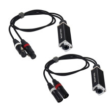 1Pair 2 Channel XLR Network Cable Extender Network Signal Extender 3Pin XLR Male and Female to RJ45 Ethernet Extender