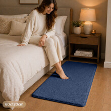 (60x120cm (Bedside / Small Accent Rug), Navy) 600GSM Short Pile Fluffy Rugs-Extra Soft Memory Foam Backing Rugs for Bedroom & Living Room