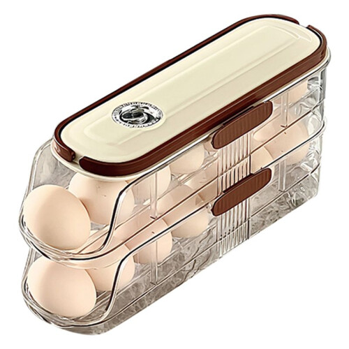 Automatic Rolling Large Capacity Egg Storage Refrigerator Storage Box Egg Fresh-Keeping Rack Household Kitchen Tools B