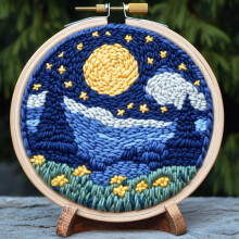 Punch Needle Set Sternennacht Mond 20x20cm