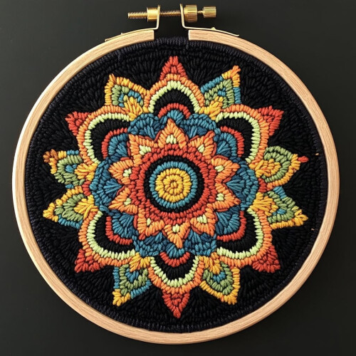 Punch Needle Kit Mandala Bloem 20x20cm Beginnersset