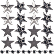 Stjärnnitar för läderhantverk – 40 set, 2 storlekar, silver
