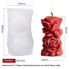 Molde de silicone para vela pilar em formato de rosa 3D