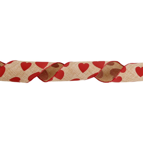 Satinband mit Pfirsichherzmuster, 400 cm  6,3 cm
