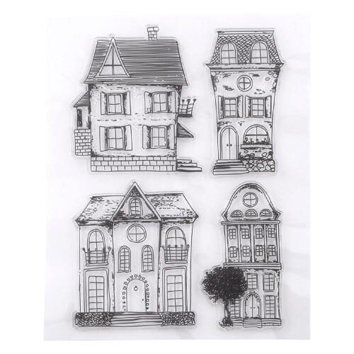 Silicone rubber sheet with houses pattern, soft transparent