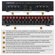 LYNEPAUAIO 4 in 4 Out Power Amplifier Speaker Selector Switcher Speaker Dispenser 300W Sound Quality Per Channel No Loss