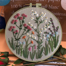 Blumenstickerei-Set für Anfänger – 30 cm Baumwollstoff