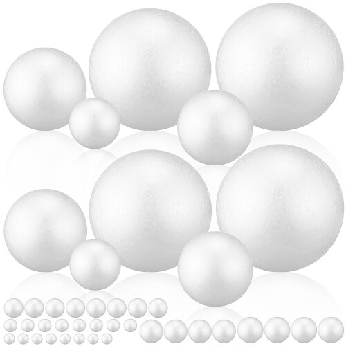 Witte schuimrubberen balletjes (40 stuks) – 9,9 cm rond, polystyreen