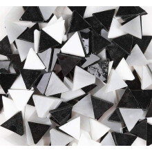 Mosaico de vidro triangular preto, branco e cinza, 200g