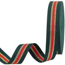 1 inch donkergroen polyester gestreept lint, 25 yards