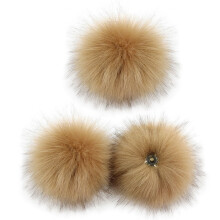 Conjunto de 3 pompons de pelúcia de 10 cm com botão de pressão