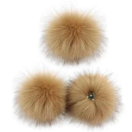 Conjunto de 3 pompons de pelúcia de 10 cm com botão de pressão