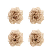 Hochzeitsblumen aus Leinen-Sackleinen, hellbraun, 4 Stück