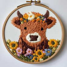 Punch Needle Set mit Hochlandrind-Motiv, 20 x 20 cm