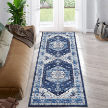 Blue Persian runner rug 2x6 ft washable non-slip