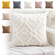 Geweven pluche kussensloop 45x45cm beige sneeuwvlokkenfluweel