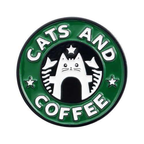 Katte og kaffe legeringsbroche – 1 stk.