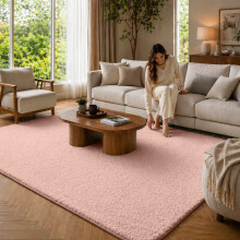 (200x290cm (Large Living Room / Bedroom Rug), Light Pink) 600GSM Short Pile Fluffy Rugs-Extra Soft Memory Foam Backing Rugs for Bedroom & Living Room