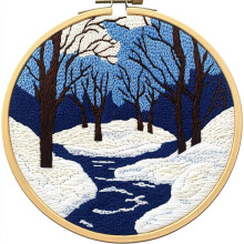 Punch Needle Set Abstraktes Wintermotiv 20x20cm