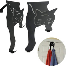 Schwarze Katze Türhaken, 2er-Set