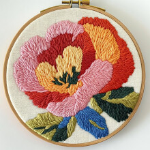 Punch-Needle-Set mit Pfingstrosenmuster, Stickrahmen und Garn