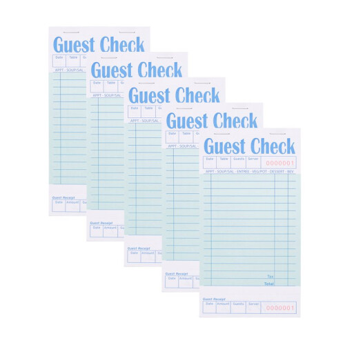 5 Pack Guest Check Books, Server Note Pads for Restaurant, Green Waiter Checkbook, Restaurant Order Pad 50 Sheets/Pack