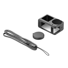TELESIN Housse de Protection en Silicone pour  Osmo Action 5/4/3 avec Cordon Anti-Perte et Capuchon de Protection D'Objectif D'Appareil Photo