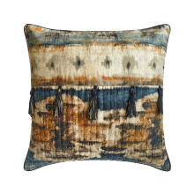 Funda de cojín decorativa de algodón azul de 45 x 45 cm (18" x 18")