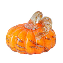 Abóbora de vidro decorativa, feita à mão para decoração de outono, 1 peça.