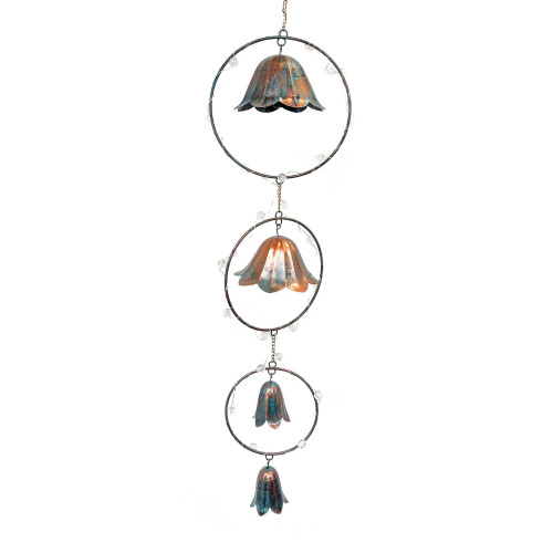 Zeceouar Solar Pendant Retro Copper Bell Rain Chain