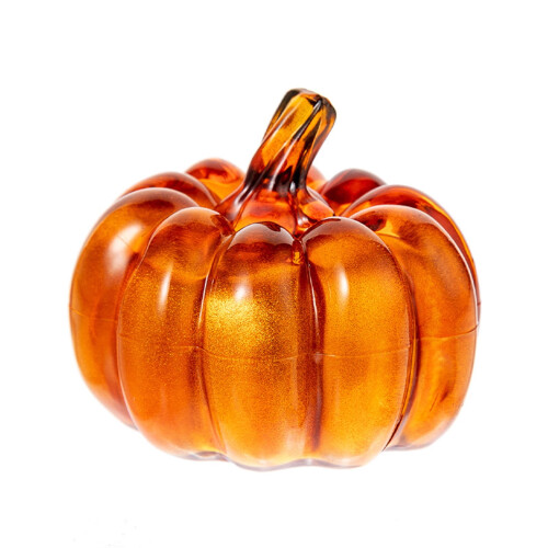 Lanterna de abóbora decorativa com LED - PVC laranja, 7 cm.