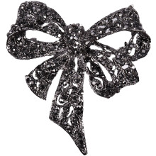 Vintage Rhinestone Bow Brooches for Women Black Bowknot Brooch Pin Fashion Jewelry Coat Accessories Elegant Style