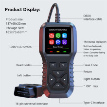 K1 OBD2-Skanner med Färgdisplay, 12 Språk för Bilar och Lastbilar, Omfattande Diagnostik